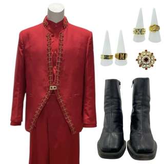 Opus Moretti (John Malkovich) Screen Worn Jacket, Button-Up Shirt, Sarong, Heels, Brooch/Pin & Ring Set Ch 7 Sc 64 & 66 | VIP Fan Auctions