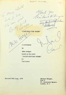 Get Carter (1971) Original Production Script as used by camera operator, Dusty Miller, multi-signed… | Ewbank’s