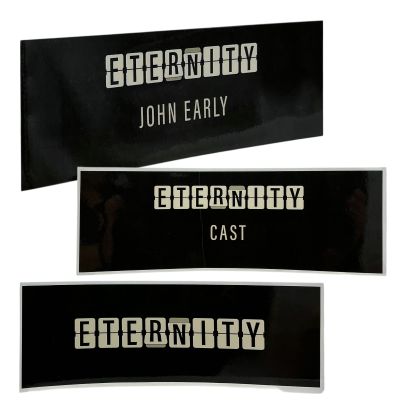 Lot 73: Eternity Ryan (John Early) Production Used John Early, Cast & Eternity Chairback Name Plate Set | VIP Fan Auctions
