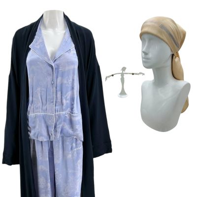 Lot 137: Relationship Goals Leah Caldwell Screen Worn Robe, Pajamas, Scarf & Earrings Ch 1 Sc 1a | VIP Fan Auctions