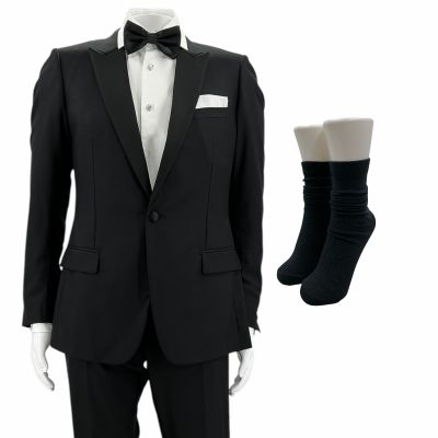 Lot 41: The Drama Charlie Screen Worn Tuxedo Jacket W/ Pocket Square, Button-Up Shirt, Trousers, Bow Tie, Cufflinks, Studs Set & Socks Ch 28 Sc Multiple | VIP Fan Auctions