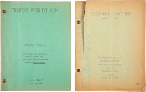 Moe Howard Owned (2) The Three Stooges Comedy Scripts (1940, 1949). (Total: 2 Items)