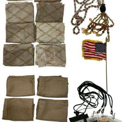 Lot 47: Onslaught Celeste Cross Screen Used (4) Curtains, (8) Curtains, (4) Access Pass, American Flag & Curtain Tie Back | VIP Fan Auctions