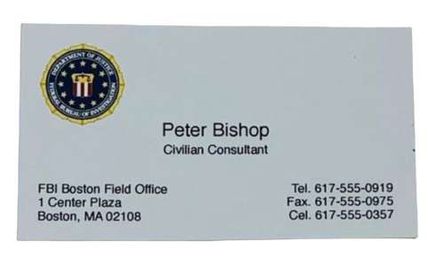 Lot 205 - Fringe (2008 - 2013) - Joshua Jackson (Peter Bishop) FBI Business Card