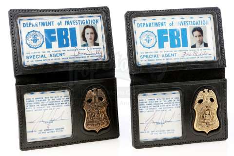 The X-Files (Tv Series, 1993-2002) | Fox Mulder’s (David Duchovny) and Dana Scully’s (Gillian Anderson) FBI Badges | Propstore