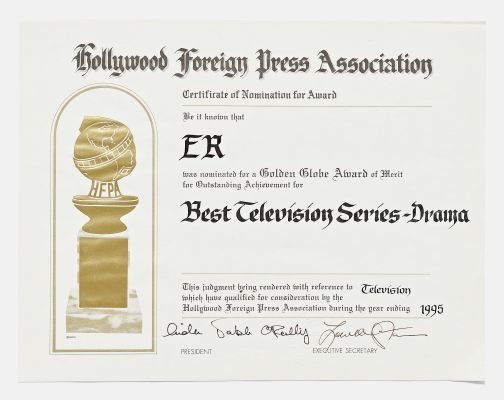Golden Globe Nomination for the Iconic TV Show ’’ER’’ -- Nominated for Best Television Series-Drama in 1995 | Nate Sanders
