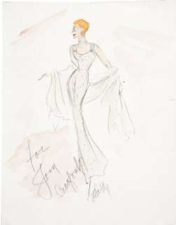 Joan Crawford Dress Design Sketch by Edith Head.... | Heritage