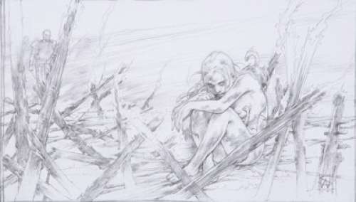 Game of Thrones Daenerys Targaryen, Jorah and Dragons Concept Drawing (HBO, 2011). | Heritage