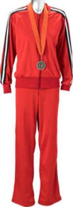 Jane Lynch "Sue Sylvester" Signature Custom Red Tracksuit, Two Pairs of Blue Nike Running Shoes, Red Vinyl Daybook, and 1st P...