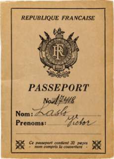 Casablanca (Warner Bros., 1942), Paul Henreid "Victor Lazlo" Passport. | Heritage