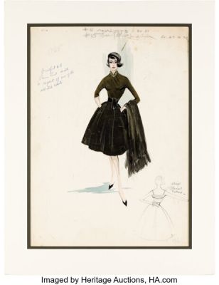 Butterfield 8 (MGM, 1960), Elizabeth Taylor "Gloria Wandrous" Costume Sketch by Helen Rose.
