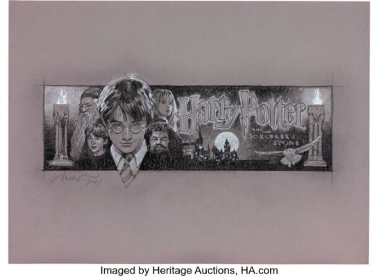 Harry Potter and the Sorcerer‘s Stone (Warner Bros., 2001), Drew Struzan Preliminary Billboard Artwork.