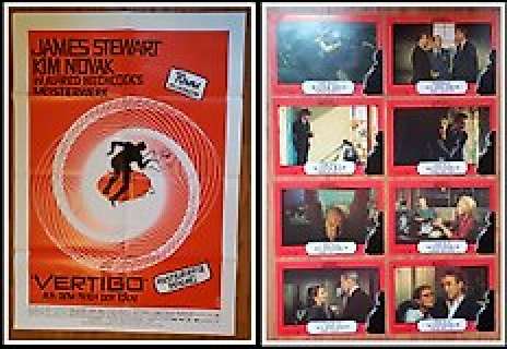 Vertigo, Kim Novak, James Stewart, Hitchcock - Germany Cinema Rr Poster 1997 | Vertigo, Kim Novak, James Stewart, Hitchcock - Germany Cinema RR Poster 1997 - + Lot of 8 Lobby Cards 1987 | Catawiki