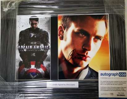 Marvel: Captain America - Signed by Chris Evans, with Autograph COA - Framed Display | Catawiki