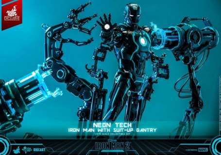 Hot Toys - Marvel: Iron Man - Neon Tech Iron Man with Suit-Up Gantry (mint condition, never opened) - 1:6 | Catawiki