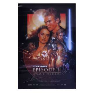 Star Wars: Attack Of The Clones (2002) - Lot 1253 - Samuel L. Jackson, Hayden Christensen, and George Lucas-Autographed Version "B" One-Sheet