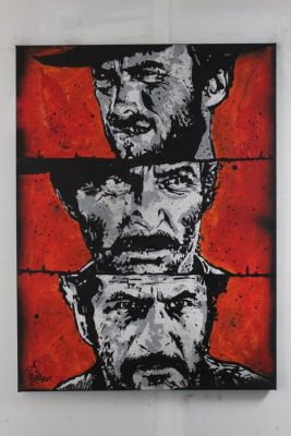 Clint Eastwood - Lee van Cleef - Eli wallach - The Good the Bad and the Ugly - Handpainted and - Portrait | Catawiki