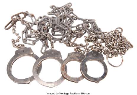 Harrison Ford "Dr. Richard Kimble" prisoner shackles with cuffs from The Fugitive....