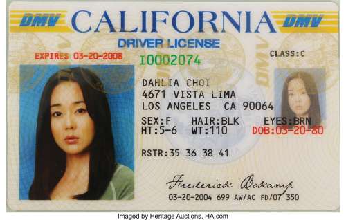 Yun-Jin Kim "Sun" California driver‘s license & medical chart folder from Lost....