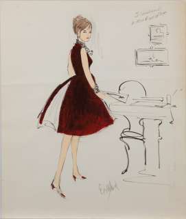 Lot 404 - Edith Head trio of costume sketches of Joanne Woodward for A New Kind of Love