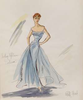 EDITH HEAD COSTUME SKETCH OF AUDREY HEPBURN SABRINA | Profiles in History