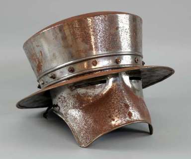 Lot 1412 - Excalibur (1981) - A two piece Knight‘s helmet made for the John Boorman production, steel with a…