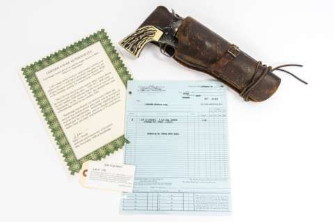 Lot 520 - JAMES ARNESS "MARSHAL MATT DILLON" COLT .45 FROM GUNSMOKE WITH PHOTO