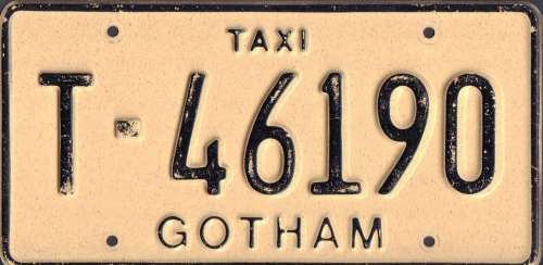 Batman Returns original Gotham Taxi license plate prop | Piece of the Past