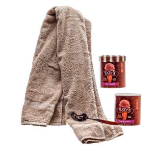 Samaritan Joe Smith Sylvester Stallone Screen Used Towel Ice Cream Cup Set & Spoon Sc 89 | VIP Fan Auctions