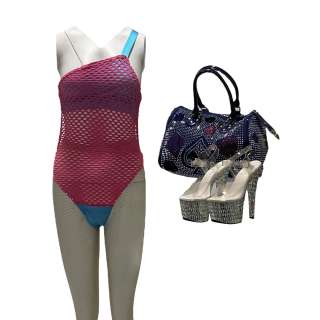 Lot #183 – Hustlers Diamond Cardi B Screen Worn Leotard Thighs Earrings Purse & Shoes Ch 3 Sc 27