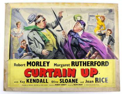 Curtain Up (1952) - Original hand painted poster artwork, starring Robert Morely, artwork by Eric… | Ewbank’s