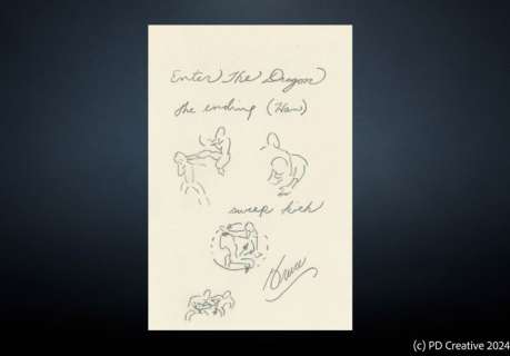 Bruce Lee | Signed Hand-Drawn "Enter the Dragon - Ending Fight with Han" Choreography Note 李小龍 | 親筆簽名及手繪《龍爭虎鬥》與韓先生最終一戰武打場面筆記 | Julien’s