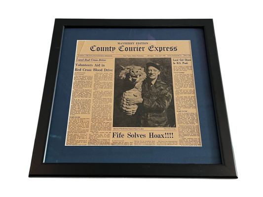 Lot 138 - Return to Mayberry (1986) - On Screen Used Original "Fife Solves the Hoax" Newspaper Prop | Other auctions