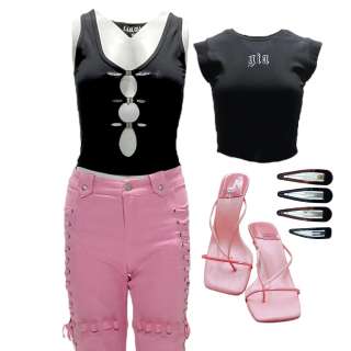 Bottoms Brittany’s Kaia Gerber Sleeveless Shirt, Tank Top, Button-Front Pants, Hair Clips & Open-Toe, High Heel Shoes | VIP Fan Auctions