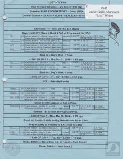 LOST "Pilot" Original Call Sheet & Schedules | Blacksparrow