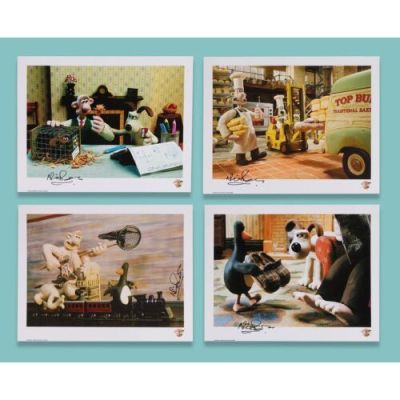 Wallace & Gromit: the Wrong Trousers (1993)/Wallace & Gromit’s Cracking Contraptions (2002)/Wallace & Gromit: a Matter of Loaf And Death (2008) | Lot  64. Set of Four Prints Signed by Nick Park | Propstore