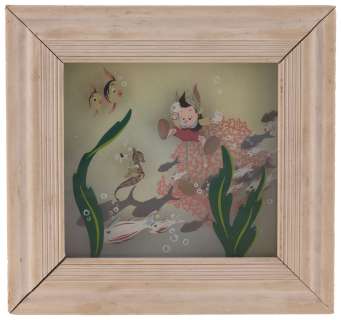 PINOCCHIO & JIMINY CRICKET "PINOCCHIO UNDER THE SEA" FRAMED MULTI-PLANE PAINTING. | Hake’s