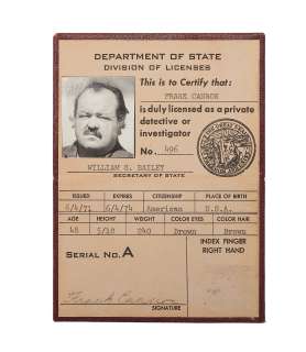 Cannon - Frank Cannon (William Conrad) Private Investigator License