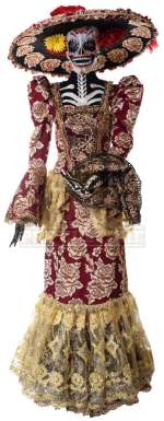 Lot 6 - Goosebumps 2: Haunted Halloween - Day of the Dead Lady’s Costume (Burgundy) - 1245