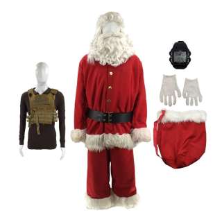 Novocaine Andre (Conrad Kemp) Screen Worn Belt, Santa Jacket, Santa Pants, Santa Hat, (Pair) Santa Gloves , Santa Bag, Wig, Beard, Mustache, Kevlar Vest, Henley Style Shirt, & Watch Ch 1 | VIP Fan Auctions