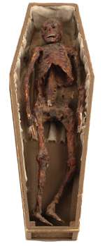 Lot 1260 - Miniature corpse in coffin made by ILM for the gruesome climax in Poltergeist.