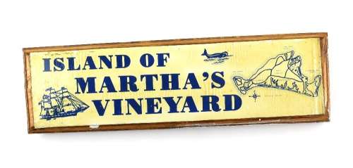 Jaws (1977) Prop set sign for ’Island of Martha’s Vineyard’, on wood, 9 x 31 cm. | Ewbank’s