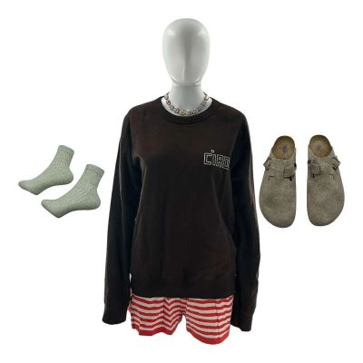 Lot 105: Oh What Fun Mae-Bell Screen Worn Shoes, Necklace, Shorts, Sweatshirt & Socks Ch 2 Sc 150 | VIP Fan Auctions