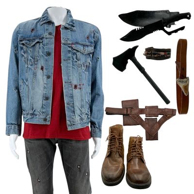 Lot 128: The Gifted (2017-2019) John Proudstar (Blair Redford) Screen Worn Complete Costume Set – Jacket, Shirt, Pants , Sheath, Knife, Axe, Bracelet, (2) Belts & Boots | VIP Fan Auctions