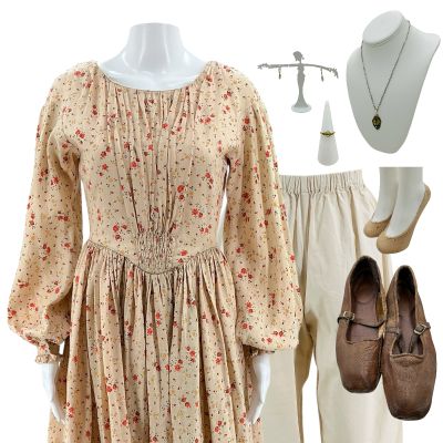 Lot 167: The Bluff Elizabeth Screen Worn Dress, Bloomers, Earrings, Necklace, Rings, Socks & Flats Ch 2 Sc Multiple Level 0 | VIP Fan Auctions