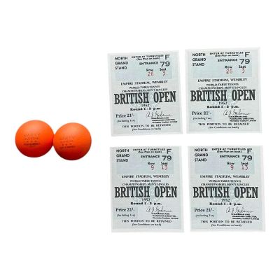 Marty Supreme Production Used (2) British Open Wembley Tickets Row 9 Seat 13 Set, (2) British Open Wembley Tickets Row 26 Seat 3 Set & (2) Marty Supreme Ping Pong Balls | VIP Fan Auctions