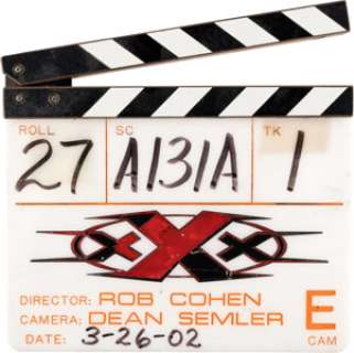 Original production used First Unit clapperboard for the Vin Diesel film XXX (Columbia, 2002).