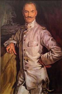 Lot 1562 - Patrick Stewart Jean-Luc Picard Nexus ancestor painting with battleship from Star Trek: Generations.