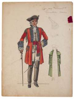 Oscar Winning Costume Designer, Arlington Valles Original Sketch From the 1940 Film ’’Northwest Passage’’ Starring Spencer Tracy | Nate Sanders