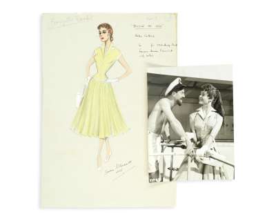 Doctor At Sea: An original costume design by Joan Ellacott for Brigitte Bardot as ’Hélène Colbert’, Rank Film, 1955, ((2)) | Bonhams